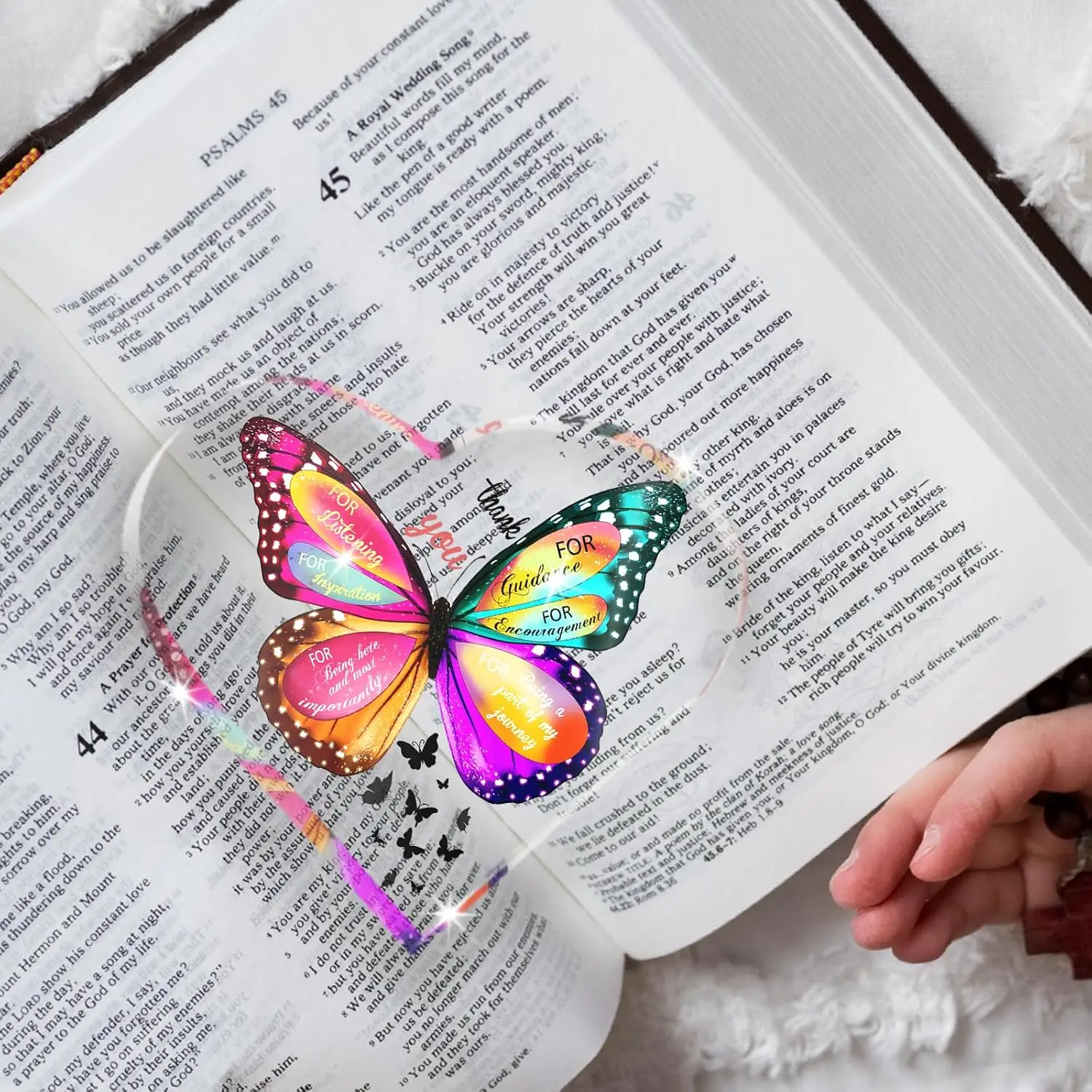 Vibrant Multicolor Butterfly Clear Acrylic Heart Plaque, Thank You For Being Part Of My Journey Present