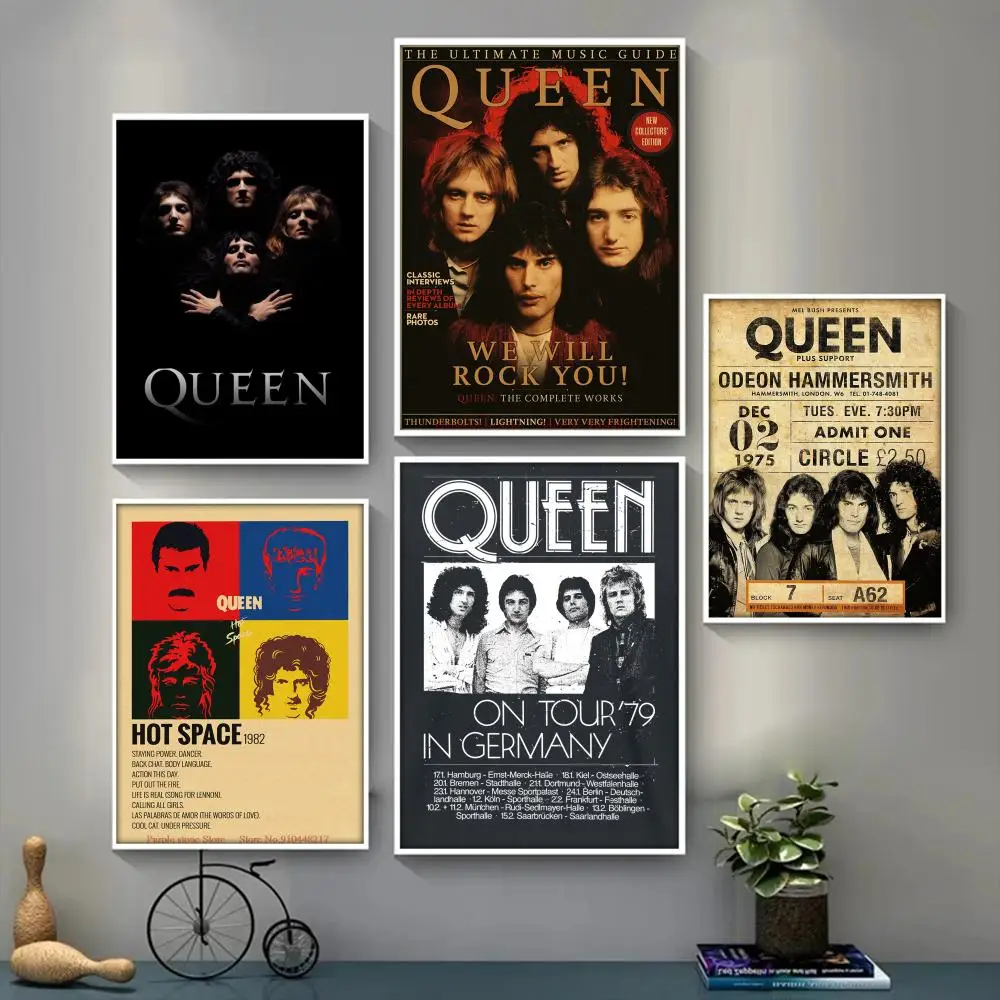 Queen Band Music Whitepaper Poster Retro Kraft Paper Sticker DIY Room Bar Cafe Vintage Decorative Painting