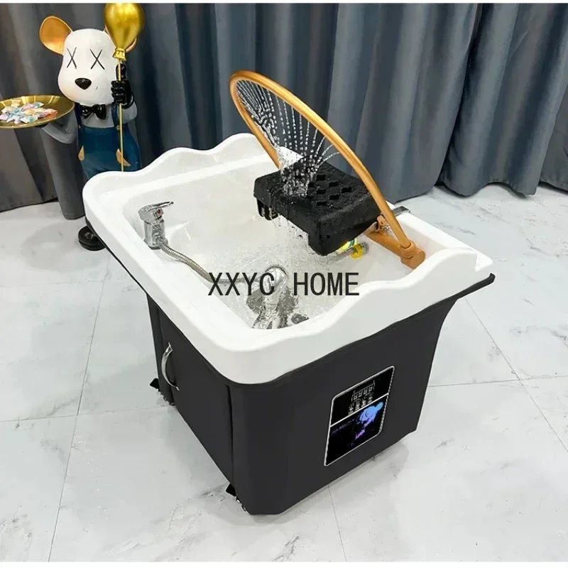 

Beauty Massage Couch Movable Head Therapy Machine Water Circulation Fumigation Head Recuperation Hair Shampoo Basin