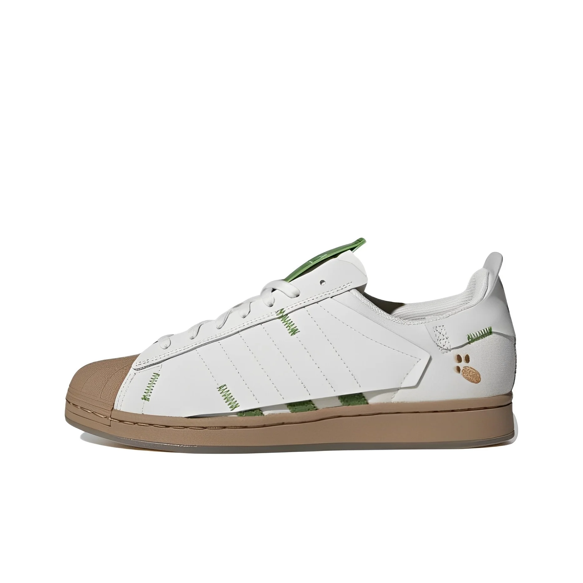 Melting Sadness X Adidas Originals SUPERSTAR Zapatos de skate Unisex Low Top Blanco/Verde/Marrón H06342