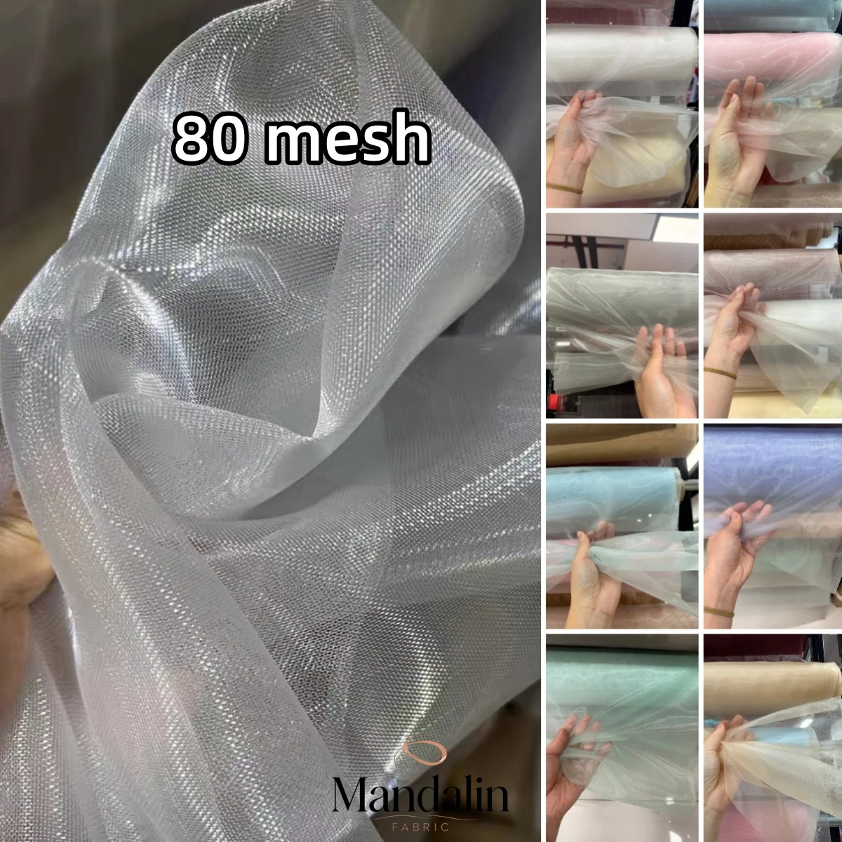 80 Mesh Clear Nylon Net Fabric Medium Stiff Hard Tulle DIY Crafting Wedding Dress Petticoat Fashion Gown Sewing Styling Projects