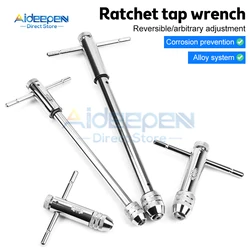 Adjustable M3-8 M5-12 T-Handle Ratchet Tap Wrench Tap Screw Holder Male Thread Metric Plug Mechanical Workshop Tools Hand Tool