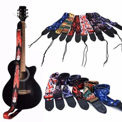 Correas de guitarra impresas ensanchadas ajustables, bajo eléctrico acústico, patrones únicos, banda de lengua grande, araña folclórica, caqui personalizado