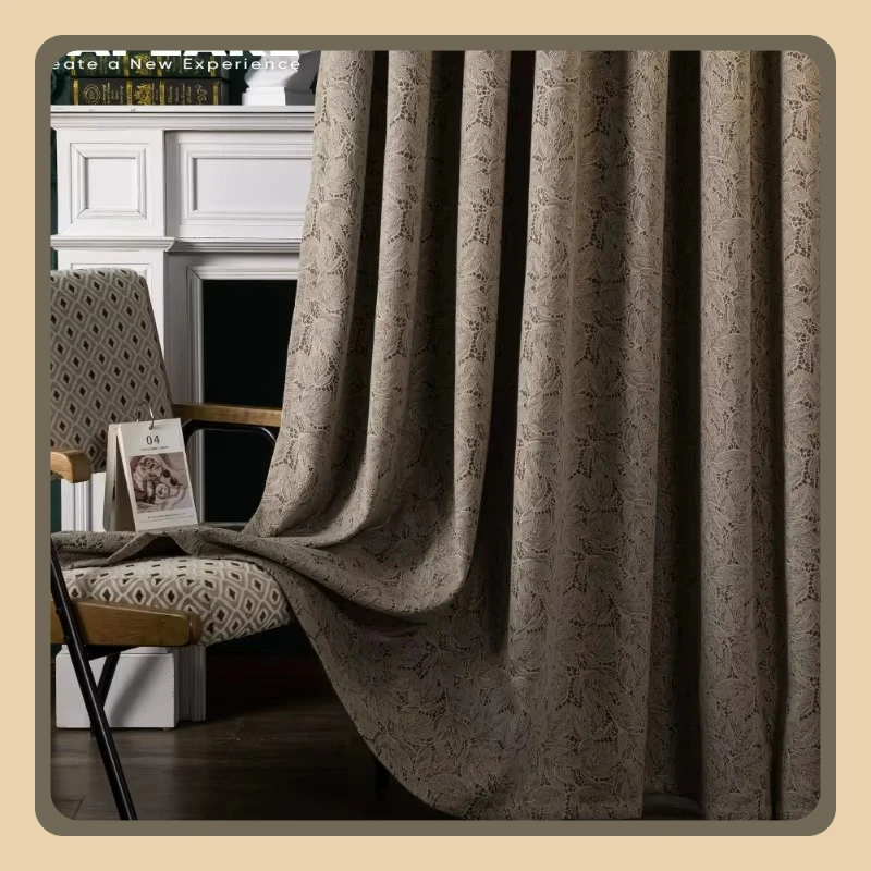 

European Luxury Embroidered Embossed Curtains for Living Room Bedroom High-end Thick Blackout Double-sided Home Decor Custom