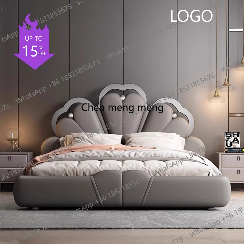 

Двуспальная кровать D80 с изголовьем, 1,5 м, серая, каркас, двуспальная кровать размера Twin/King, роскошная мебель для спальни, Letto Matrimoniale