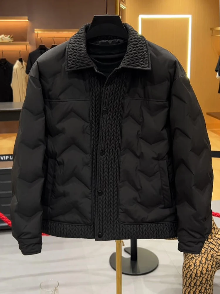 

Faionable элитный лоскутный пуховый трендовый мужской зимний трендовый простой воротник повседневный теплый деловой повседневный теплый джерт