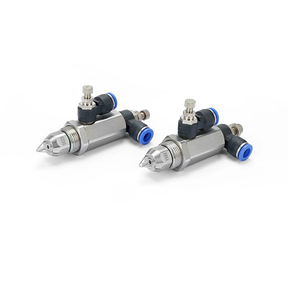 SS Air Atomizing Nozzle Ultrasonic Fine Mist Nozzle  with Regulating Valve Industrial Humidification Cooling Dry Fog Spray