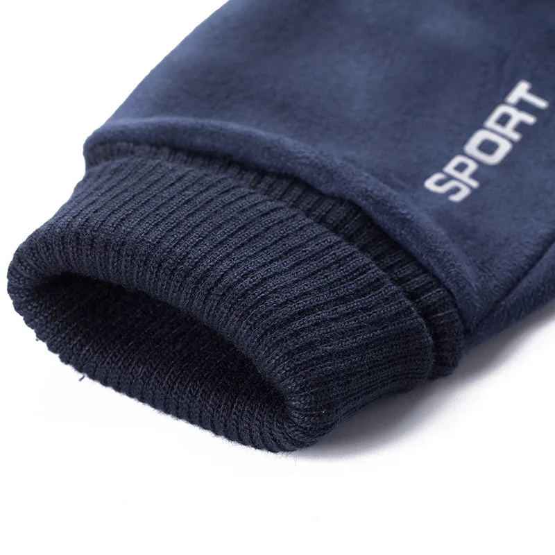 ผู้ชายหนังหนังนิ่มฤดูหนาว Plush หนาครึ่ง Finger Touch Screen Warm ขับรถถุงมือผู้ชายกีฬา Letter ขี่จักรยานขี่ Mitten p10