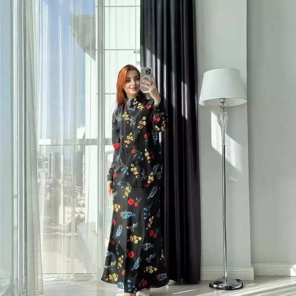 Ensemble musulman deux pièces décontracté pour femmes, vêtements islamiques faits à la main, à lacets, à la mode, imprimé floral, Design quotidien, nouvelle collection printemps