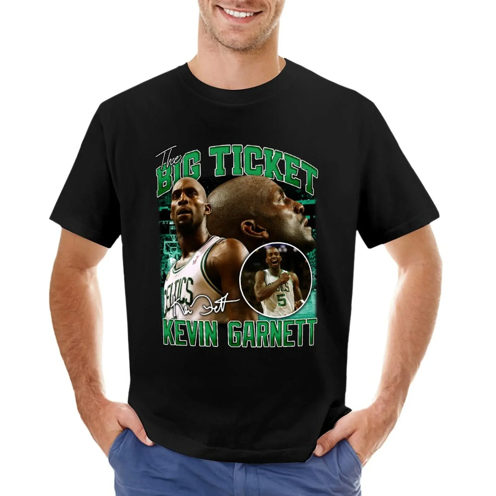 Kevin Garnett The Big Ticket Boston Basketball Legend Signature Vintage Retro 80s 90s Bootleg Rap Style T-Shirt