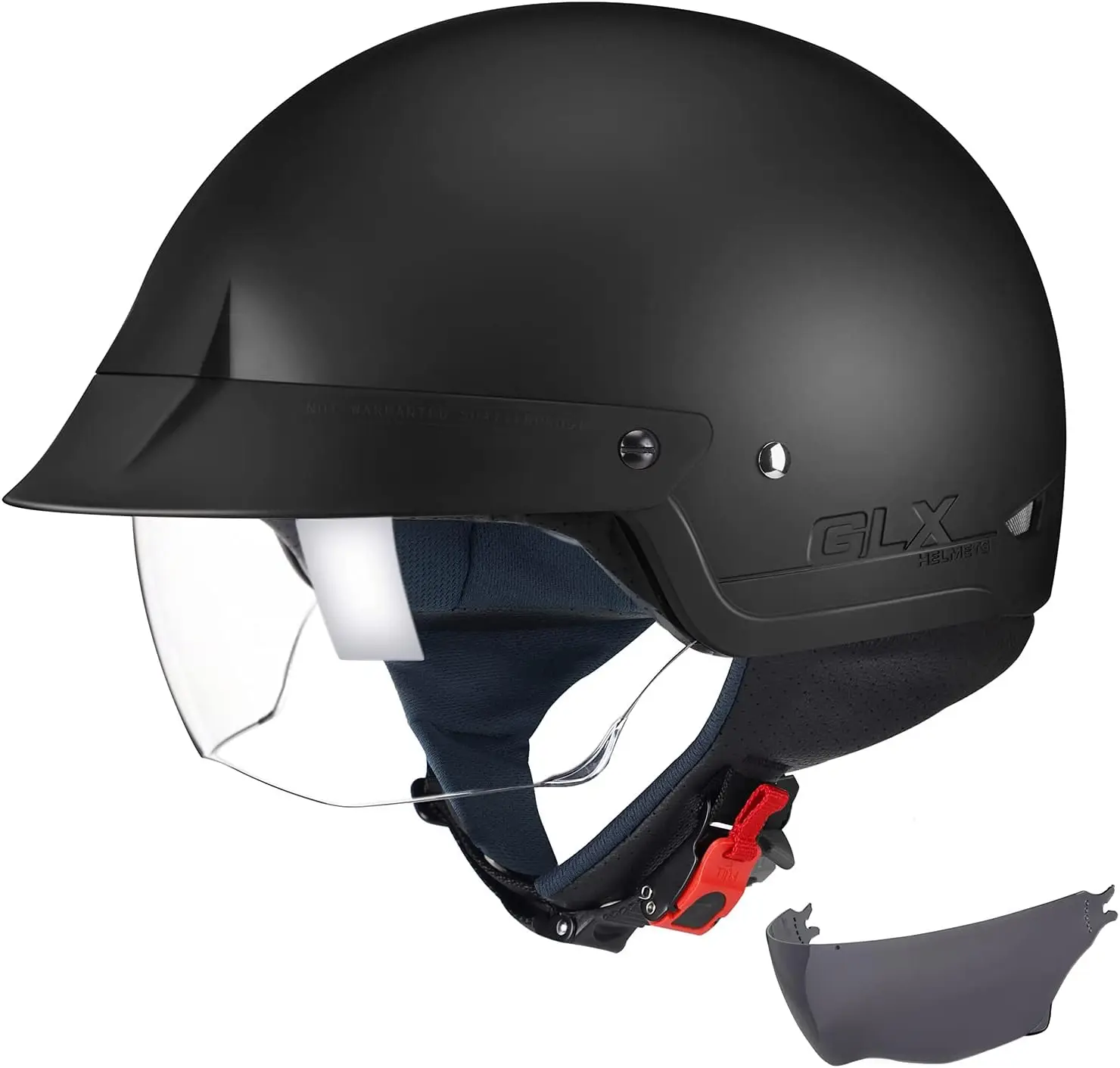 

Open Face Motorcycle Helmet - Matte Black, Large Size, DOT Certified for Safety and Comfort