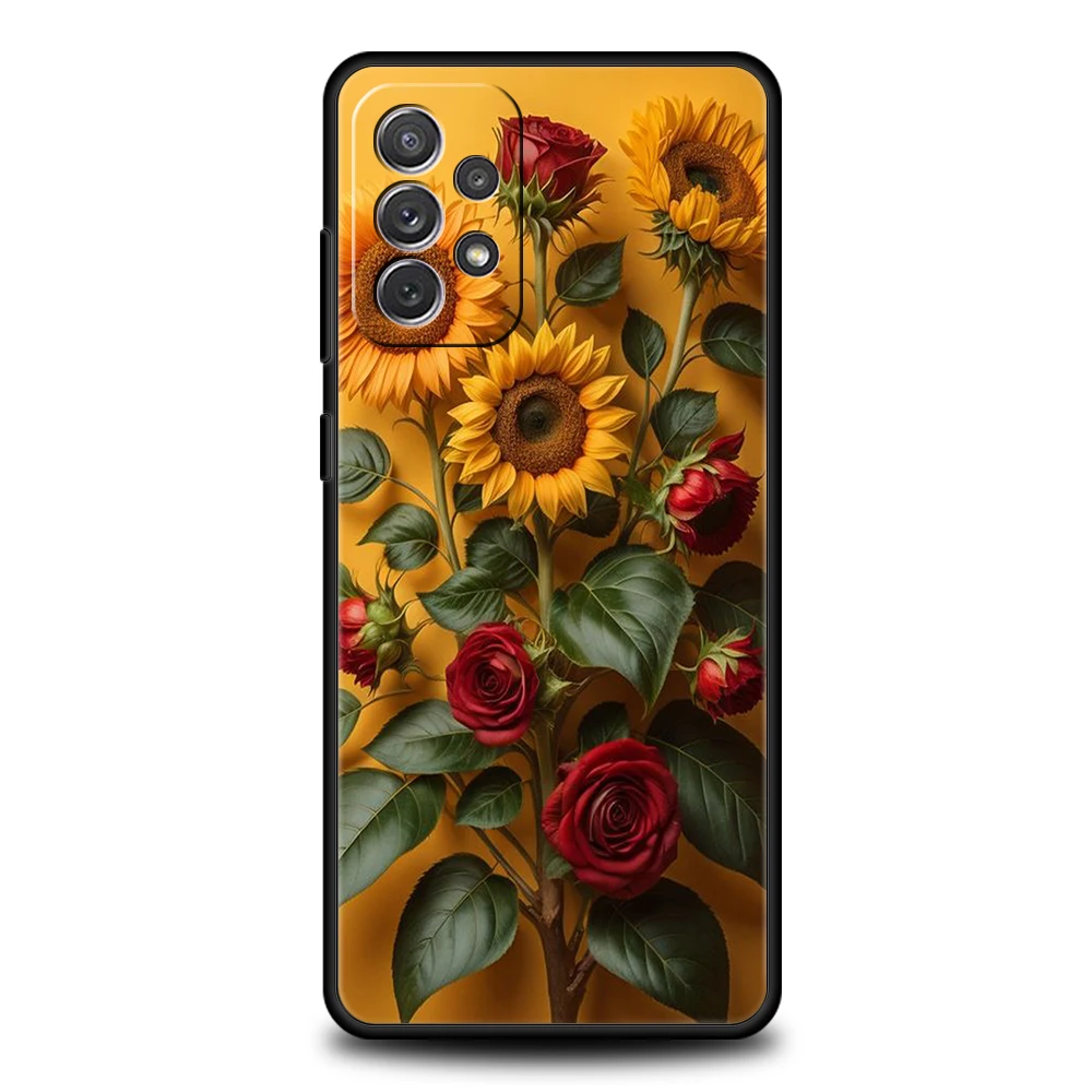 Sunflower Phone Case for Samsung Galaxy A15 A14 A25 A54 A34 A51 A71 A72 A73 A32 A52 A52S A11 A21S A31 A41 5G Soft Shell Capa Bag