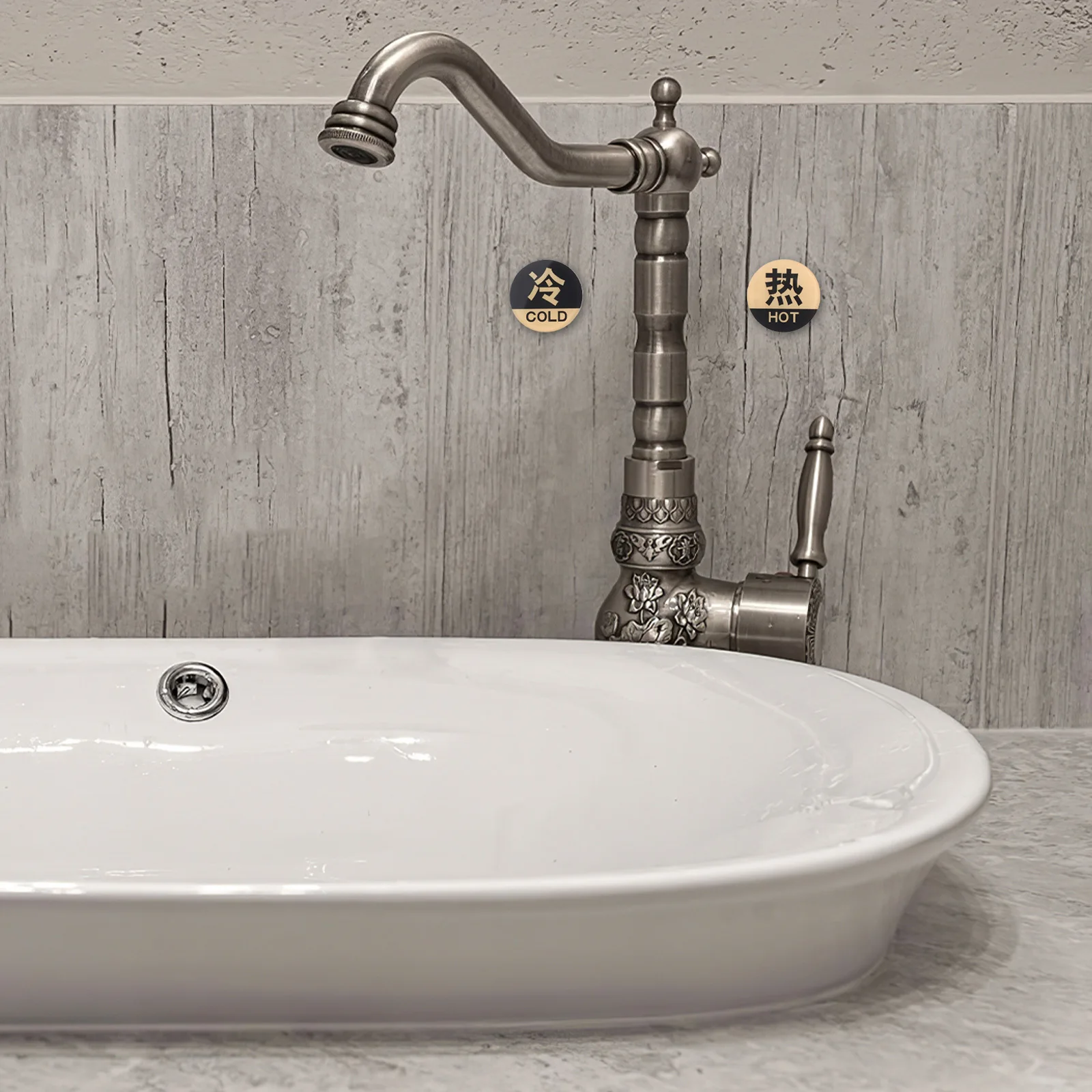 2 قطعة ملصقات صنبور ساخن وبارد من الأكريليك ملصقات مؤشر درجة حرارة الماء ذاتية اللصق للحمام المنزلي والفندق