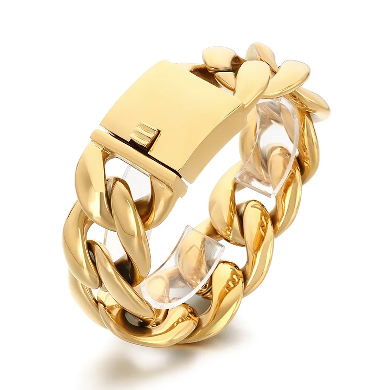 275g Weight Mens Jewelry Huge 30mm Large Chunky Bracelet Heavy Sturdy 316L Stainless Steel Miami Cuban Chain with Box Lock Clasp