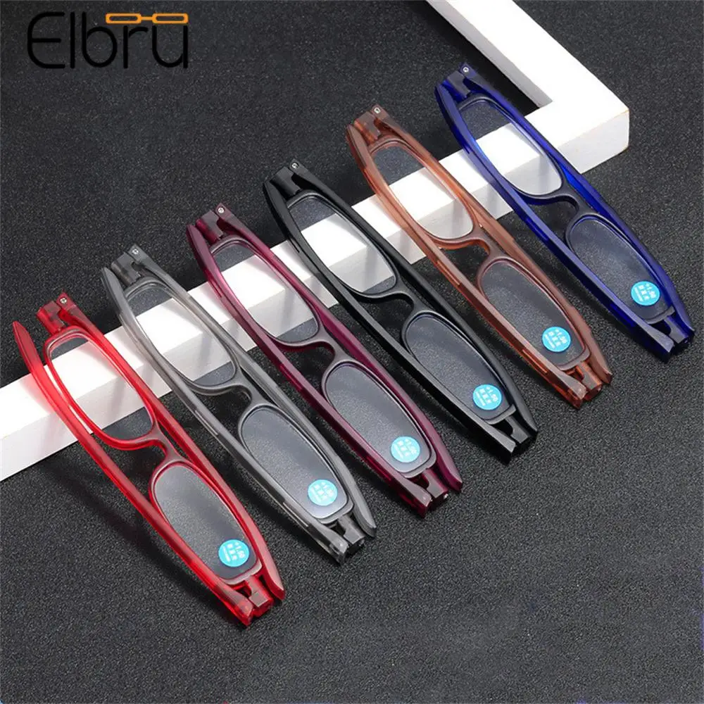 

Elbru Ultralight Anti-blue Light Reading Glasses Women Men Mini Rotate Folding Computer Presbyopic Reading Eyeglasses Degree+1+4