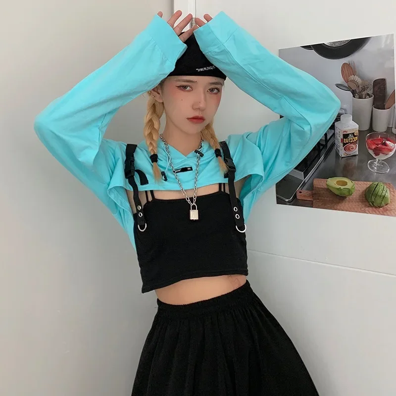 Harujuku women clothes 2024 Asian streetwear tshirt crop tops for teens Chinese style clothing women Gothic crop top femme 12344