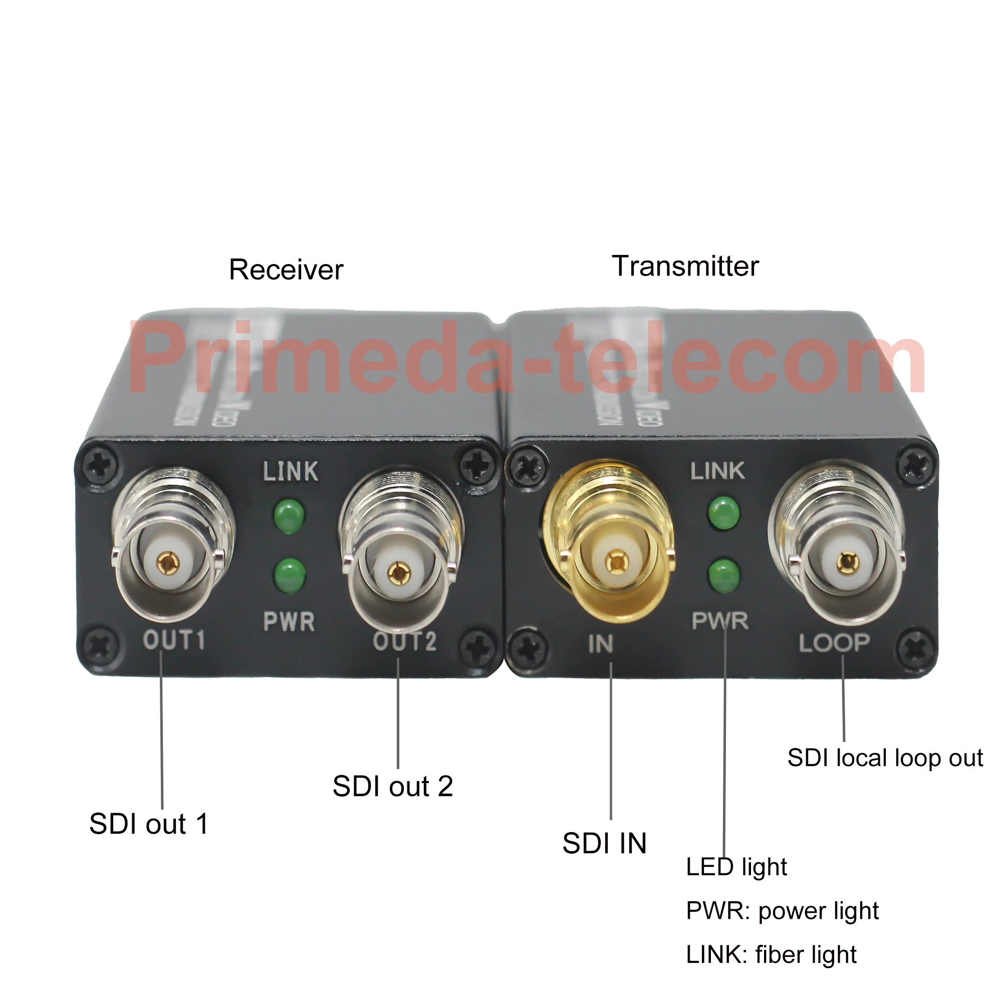 3G/HD-SDI Fiber Optic Extenders with loop out, Uncompressed Full HD Video fiber converters adapter, Broadcast Singlemode 20Km