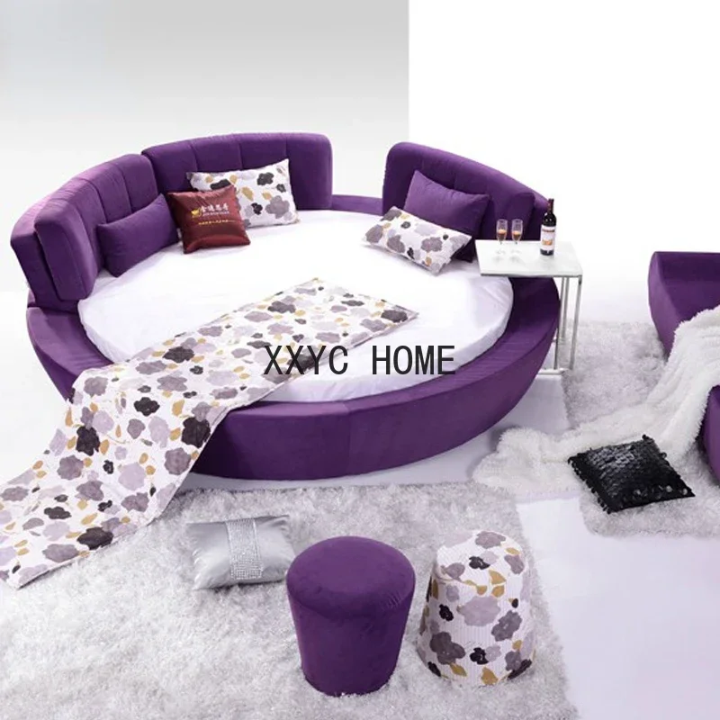 

Тканевая круглая кровать, двуспальная кровать 2,2 м, модная брачная кровать