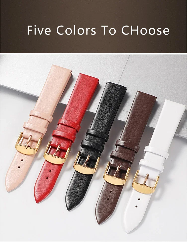 Uhrenzubehör, echtes Lederarmband für DW Daniel Wellington Uhren, modische Uhrenbänder in Rot und Pink, 14/16/18/20/22 mm. – Detail 1