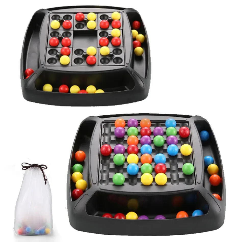 2 Players Small size 16CM Rainbow Ball Matching Brain Game Intelligent Four in a Square Board Game Educational Toys For Kids