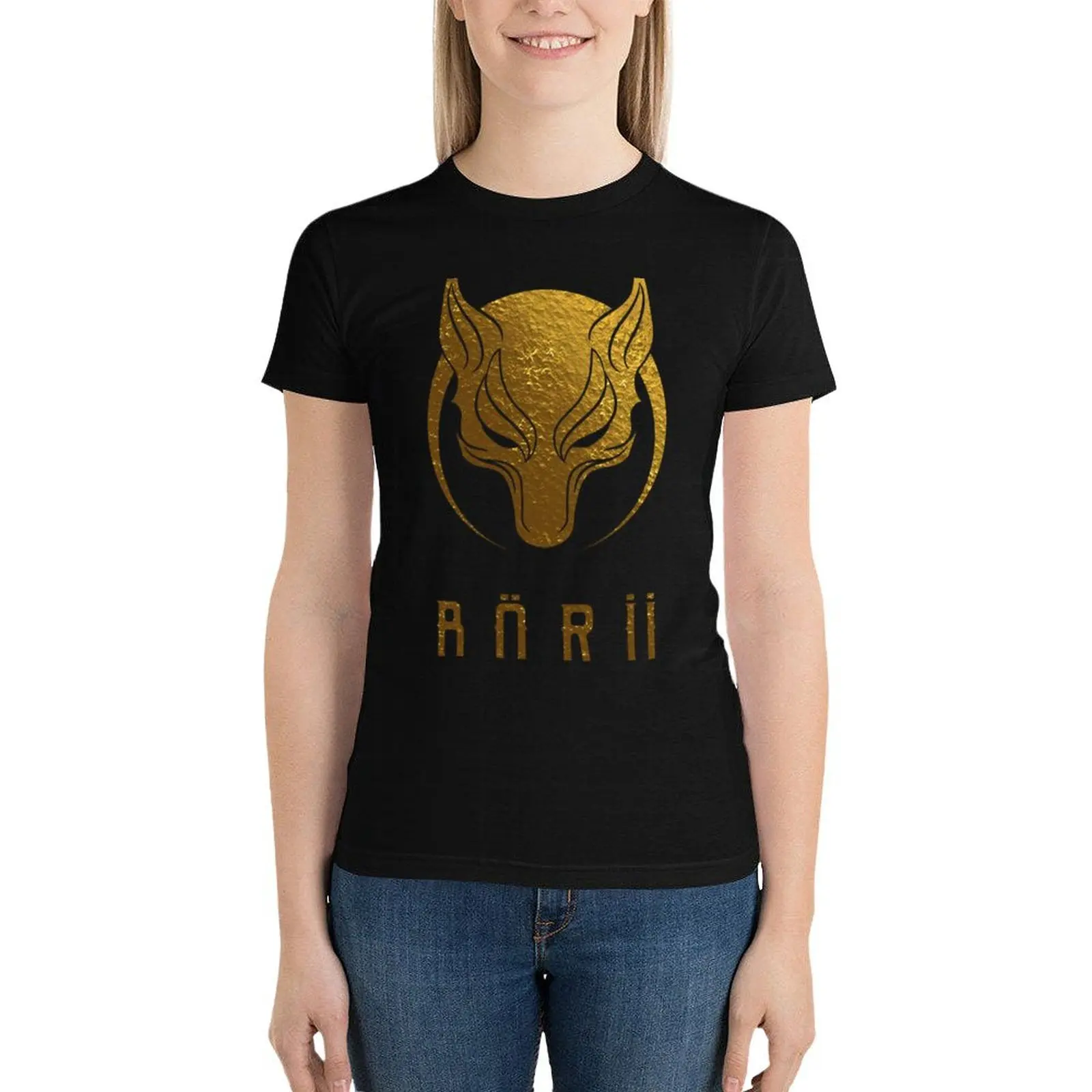 

Brü logo in Gold T-Shirt tees anime clothes Short sleeve tee Woman clothes