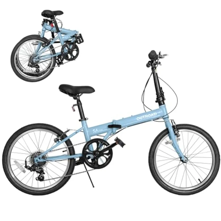 

20 inch Folding Bike 7 Speed Lightweight City Commuter with Aluminum Frame Step Through Collapsible Bike for Adults Women Men S