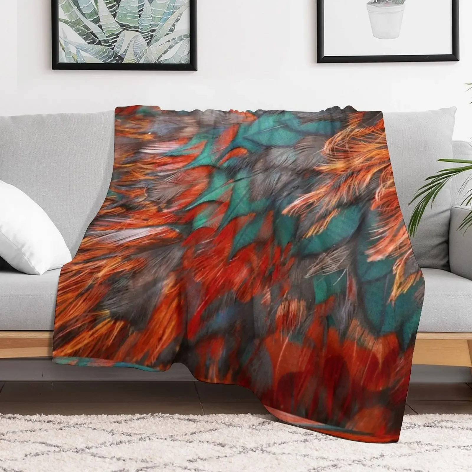vivid modern Southwest hipster turquoise orange swirls Throw Blanket Spring Fall Cozy Throw Blanket for Couch