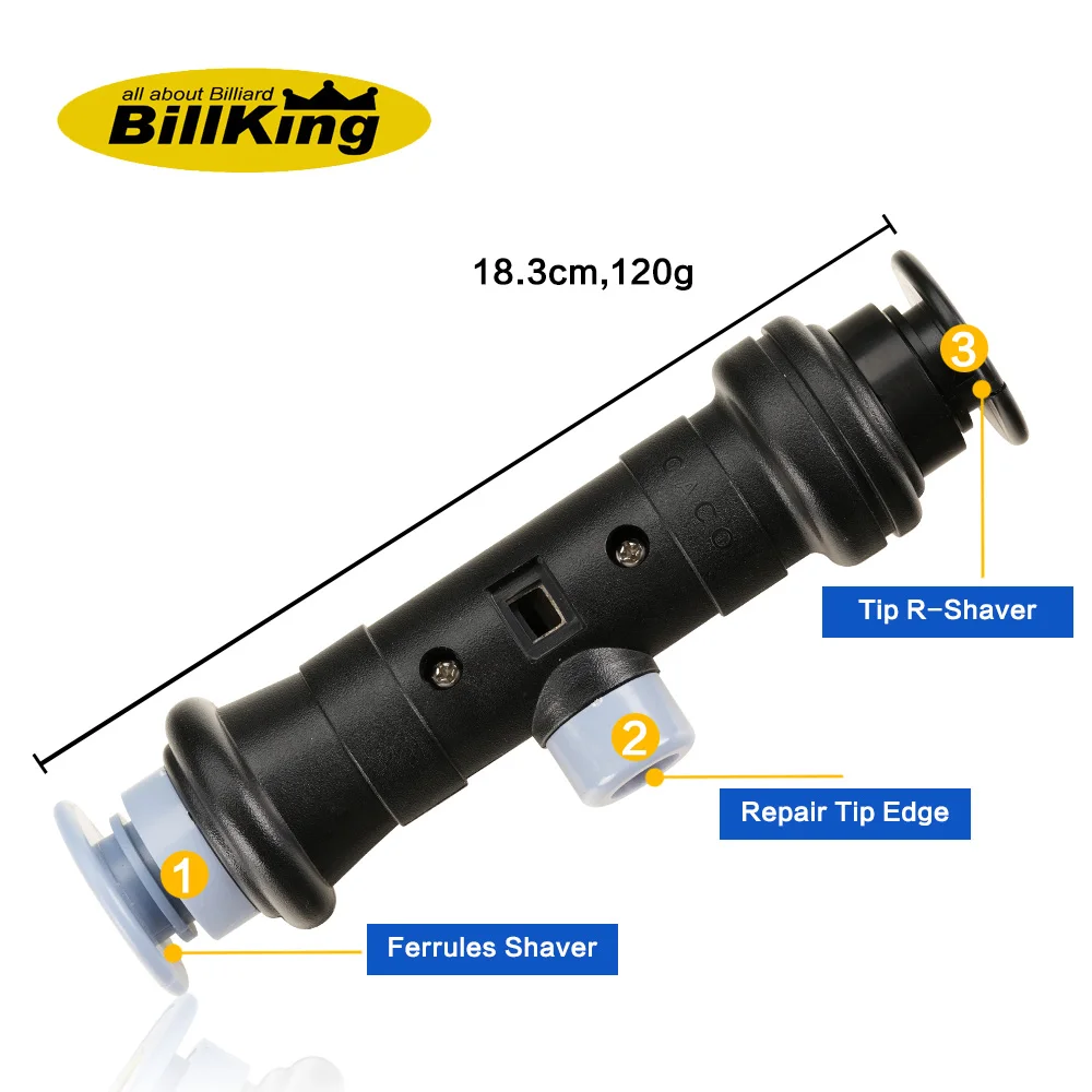 Billking Tip Tool 3-in-1-Spitzenreparaturwerkzeug Ferrule End Flatness Tip Round Cutting Carambon Snooker Pool Queue Tip Billard Accessories