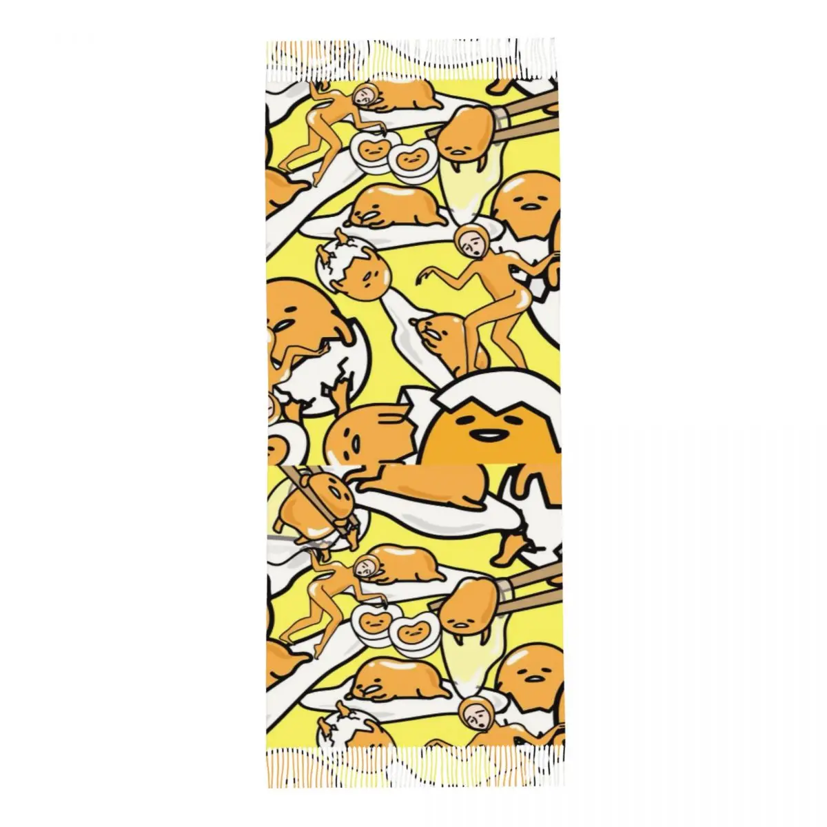Gudetama Bufanda linda de dibujos animados de huevo para mujer Otoño Invierno Chales de cachemira y abrigo Mantón largo Bufanda ligera