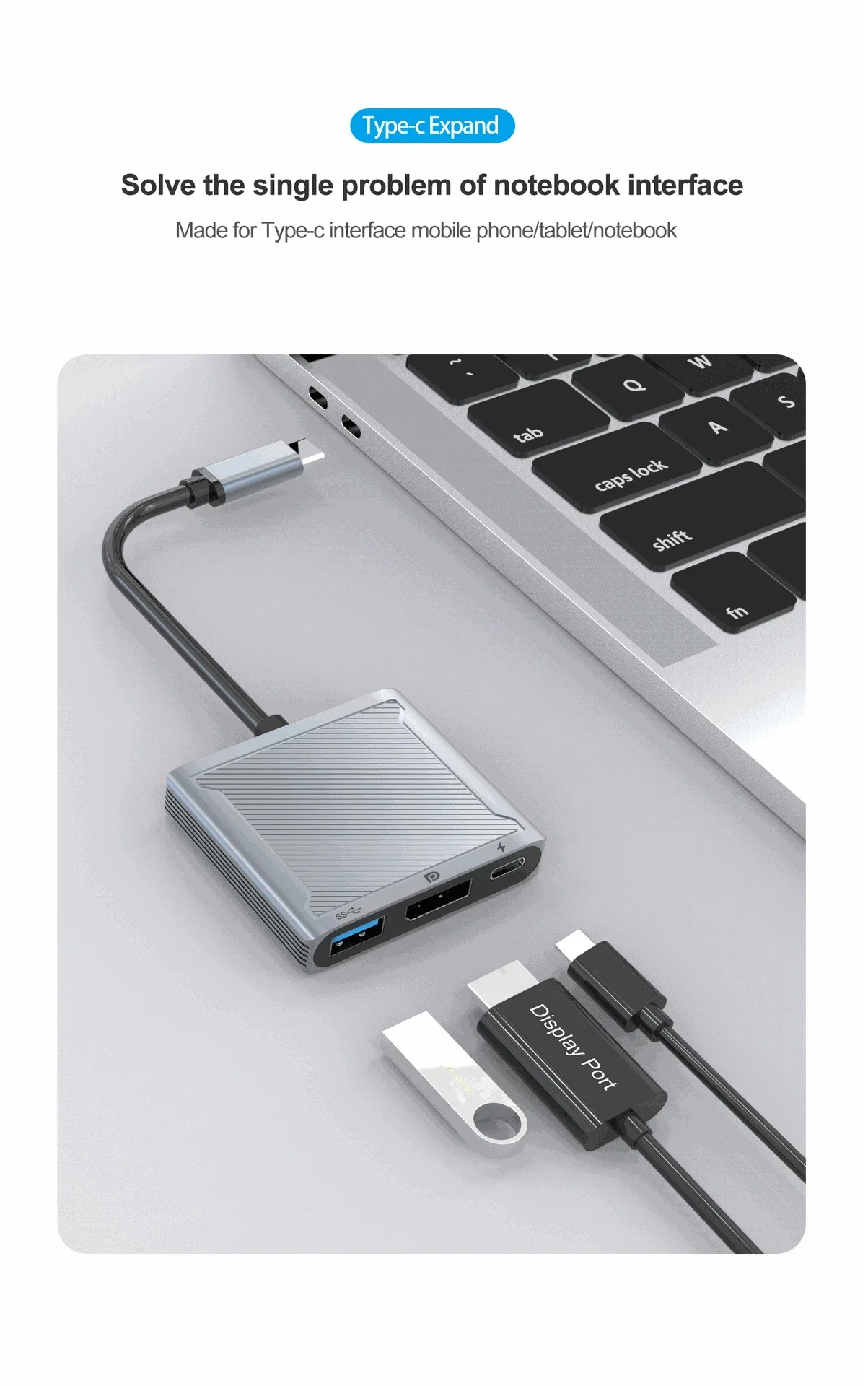 3 في 1 DP Hub 8K @ 60 هرتز 4K @ 144 هرتز USB نوع C إلى محطة إرساء DisplayPort مع محول USB & PD 100 واط لـ Mackbook Pro Dell #2