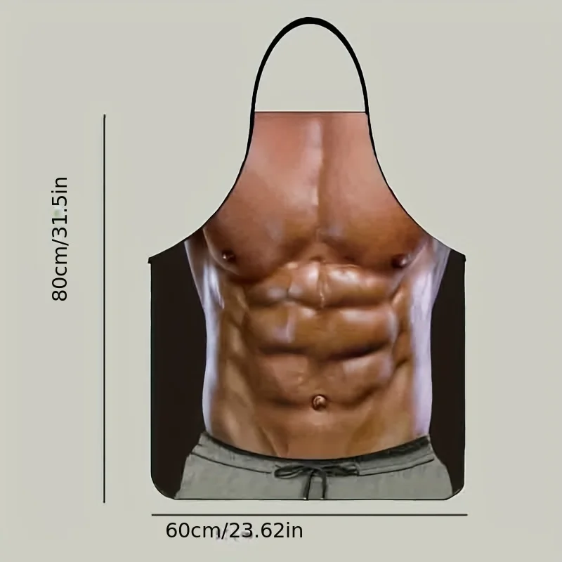 1pc Funny Muscle Man Apron - Waterproof Cooking Bib for Kitchen and Household Use