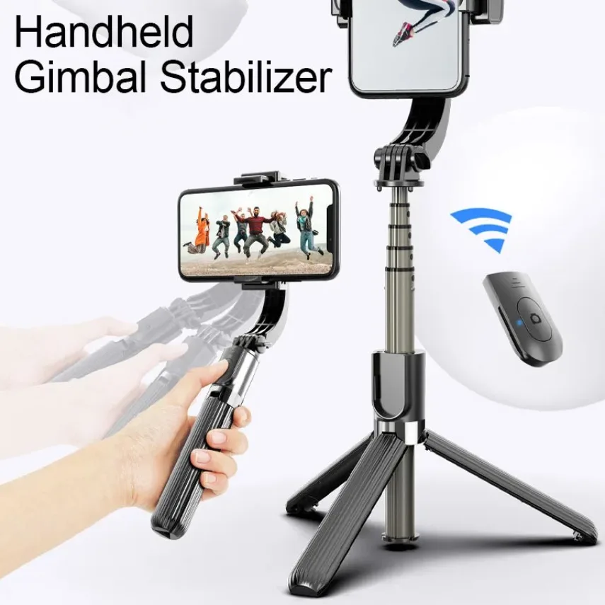 軽量三脚-ポータブル-4-in-1-ハンドヘルドジンバル-手ブレ防止-スマホ自撮り棒ホルダー-スマートフォンスタンド-スポーツライブストリーミング用