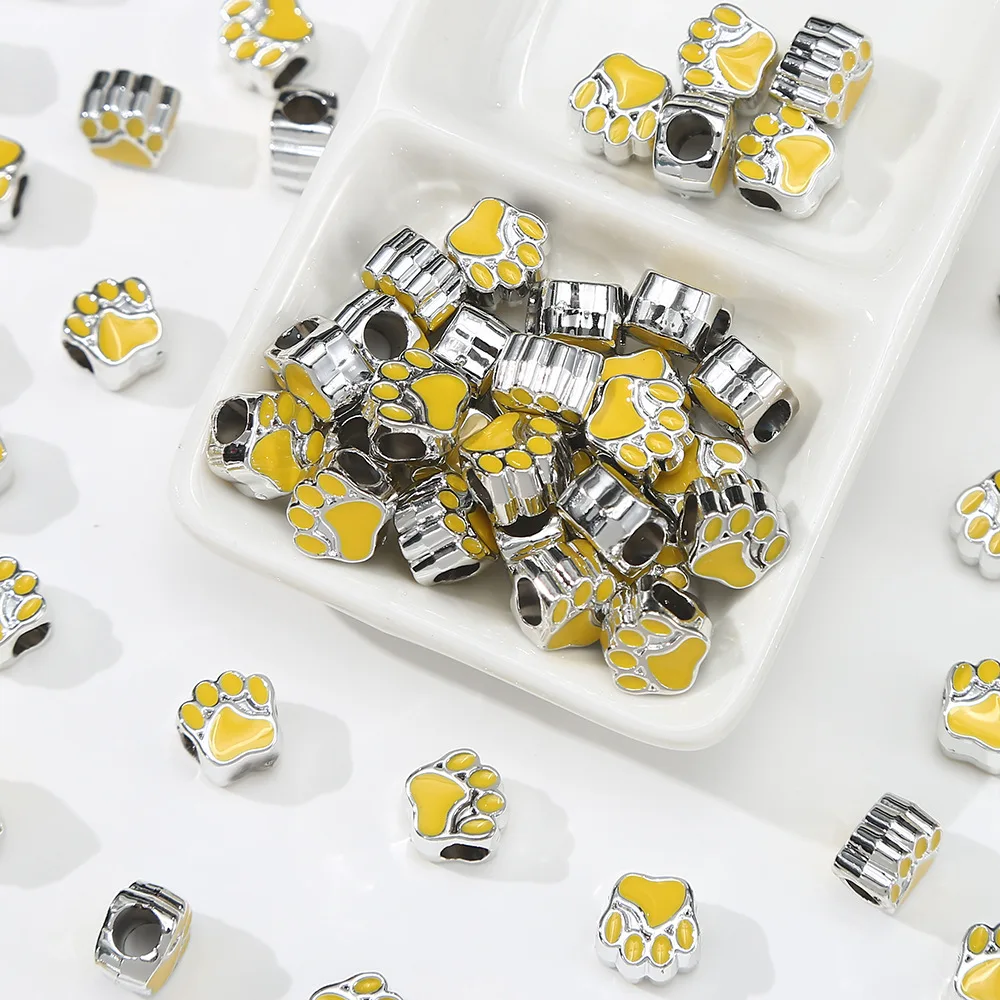 10 stuks 11x7mm Geperforeerde Hond Beer Kat Poot Acryl Druppel Olie Groot Gat Geïsoleerde Kralen Voor voor Sieraden Maken Diy Accessoires