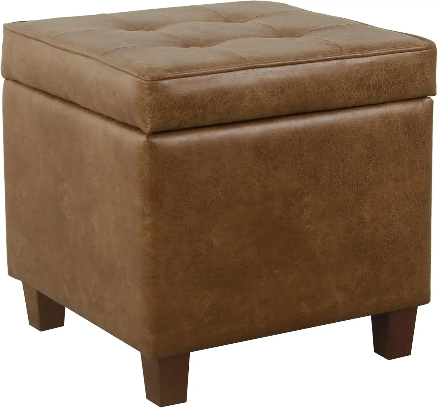 

Square Tufted Storage Ottoman with Faux Leather, Foot Rest and Bedroom Organizer