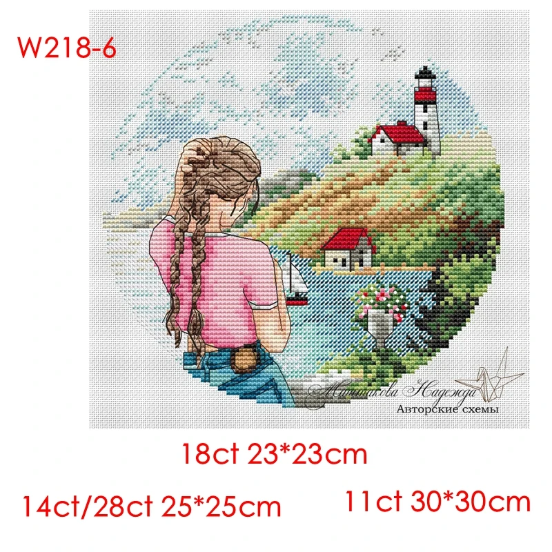 Cross-Stitch Kit Back Girl 6 28ct 18ct 14ct 11ct can be Customized Printed Cloth hand Embroidery Material Bag