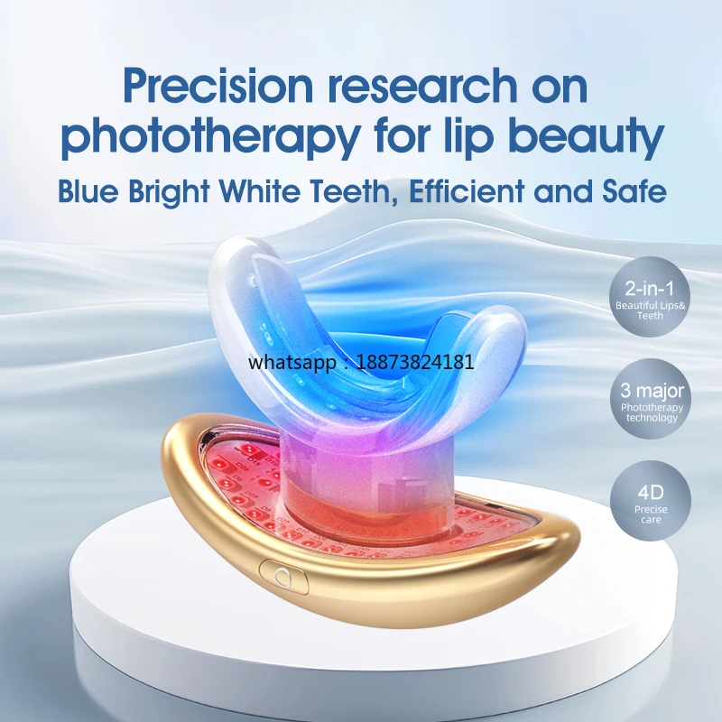 Double function Electric Lip Plumper Device Smooth Lip Wrinkles Teeth Whitening Blue Infrared Red Light Therapy fast shipping