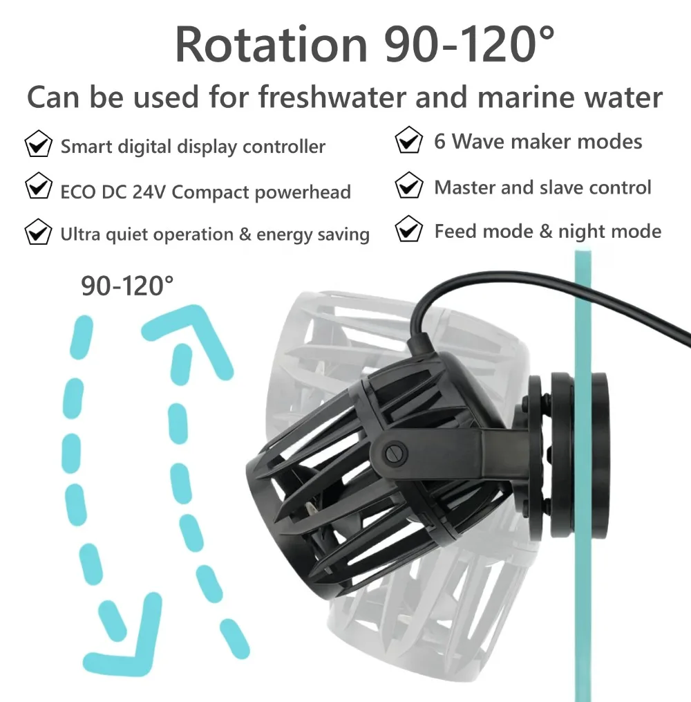 Aquarium Wave Makers Cross Flow Circulation Pump Wavemaker 24v Quiet Powerheads Electrical Waver Maker for Aquarium