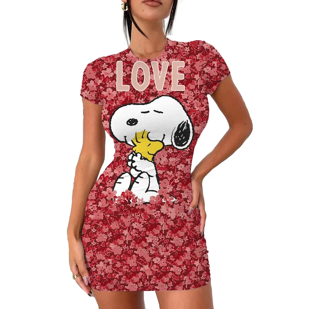 Summer Exploration Women's Round Neck Tight Dress Sleeveless Tank Top Snoopy Spice Mini Dress Women's