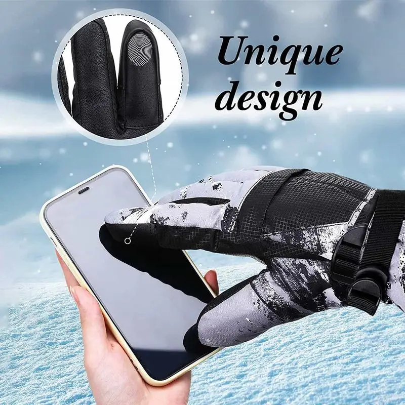 Winter Ski Gloves Warm Thick Breathable Snow Gloves Water Resistant Soft Gloves with Pocket for Winter Skiing Snowball Fights