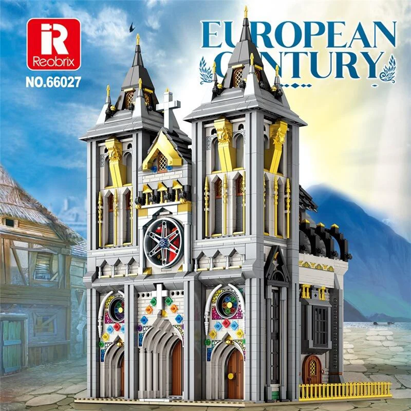 Europäisches Jahrhundert Mittelalterliche Kirche Haus Modulare Gebäude Bausteine Stadt Architektur Ziegelstein Modellbausatz Erwachsene Kinder Geschenk 3468 Teile