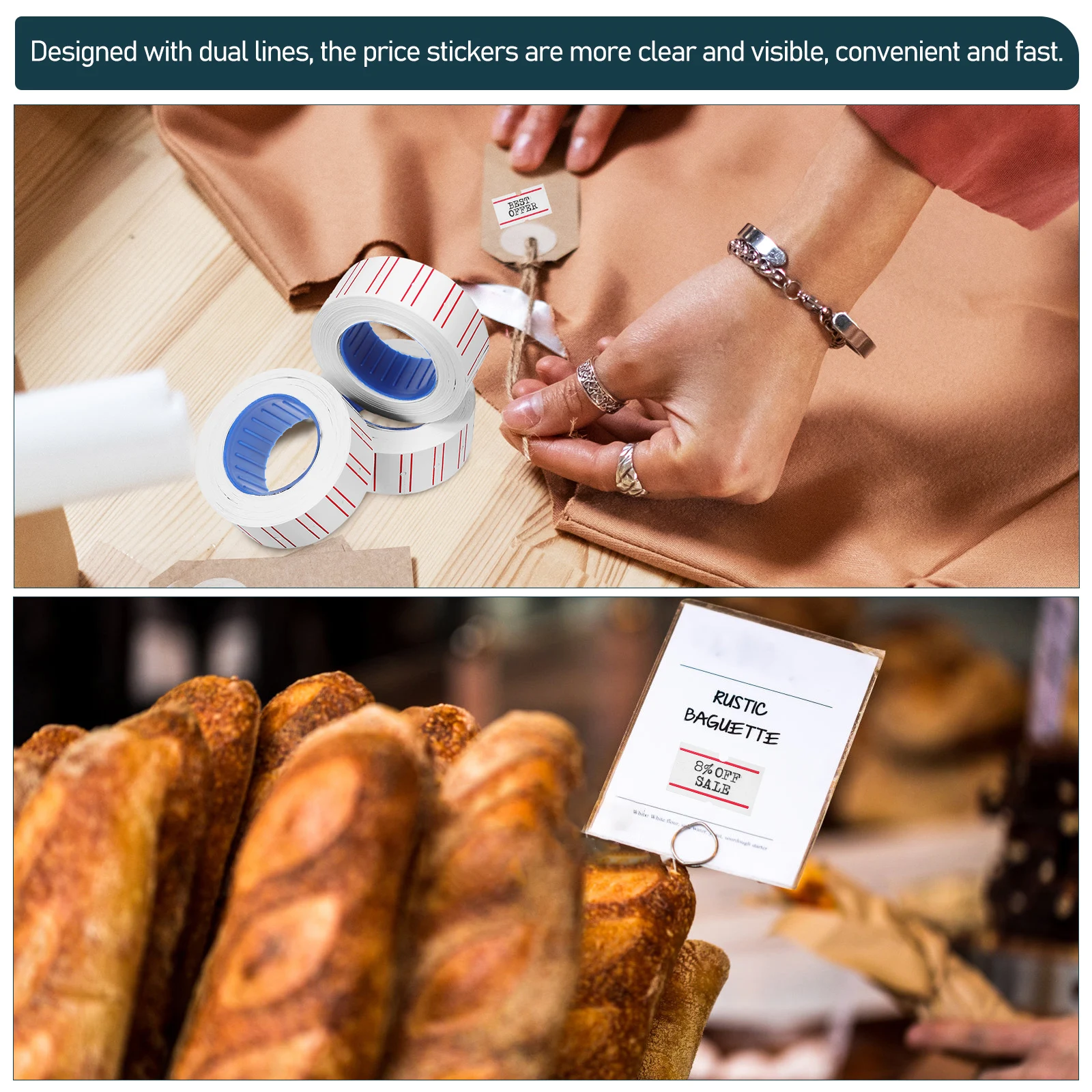 10 rolos de etiquetas de preço de forte adesão, adesivos para venda, etiquetas de preço pequenas, lojas de varejo, itens de crochê, preços