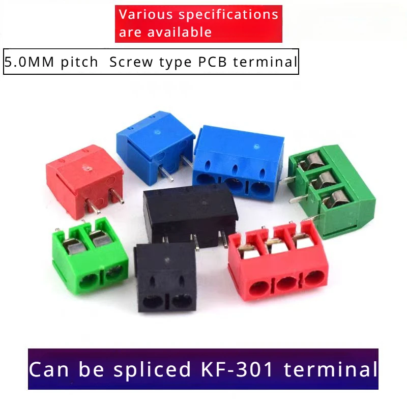 10/20/50Pcs/lot KF301-5.0-2P KF301-3P KF301-4P Pitch 5.0mm Straight Pin 2P 3P  Screw PCB Terminal Block Connector Blue Green