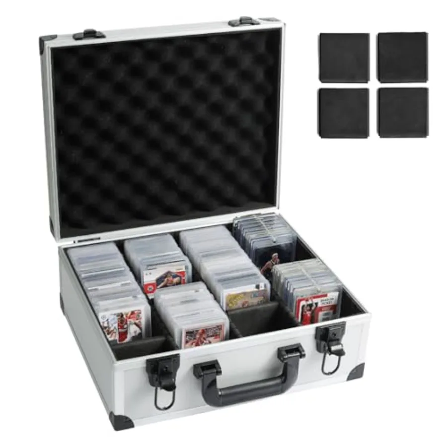 

Toploaders Storage Box for 3" x 4" 35pt Rigid Cards Trading and Sports Cards Graded and Rating Cards with 7 DIY Sponge Partitio