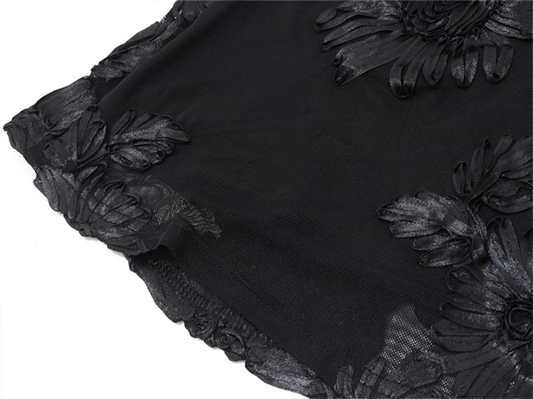 Spaghetti Strap Retro Print Women's Autumn Evening Dress Backless Deep-V Neck Bandage Gown Black High Waist Party Skirt Newest