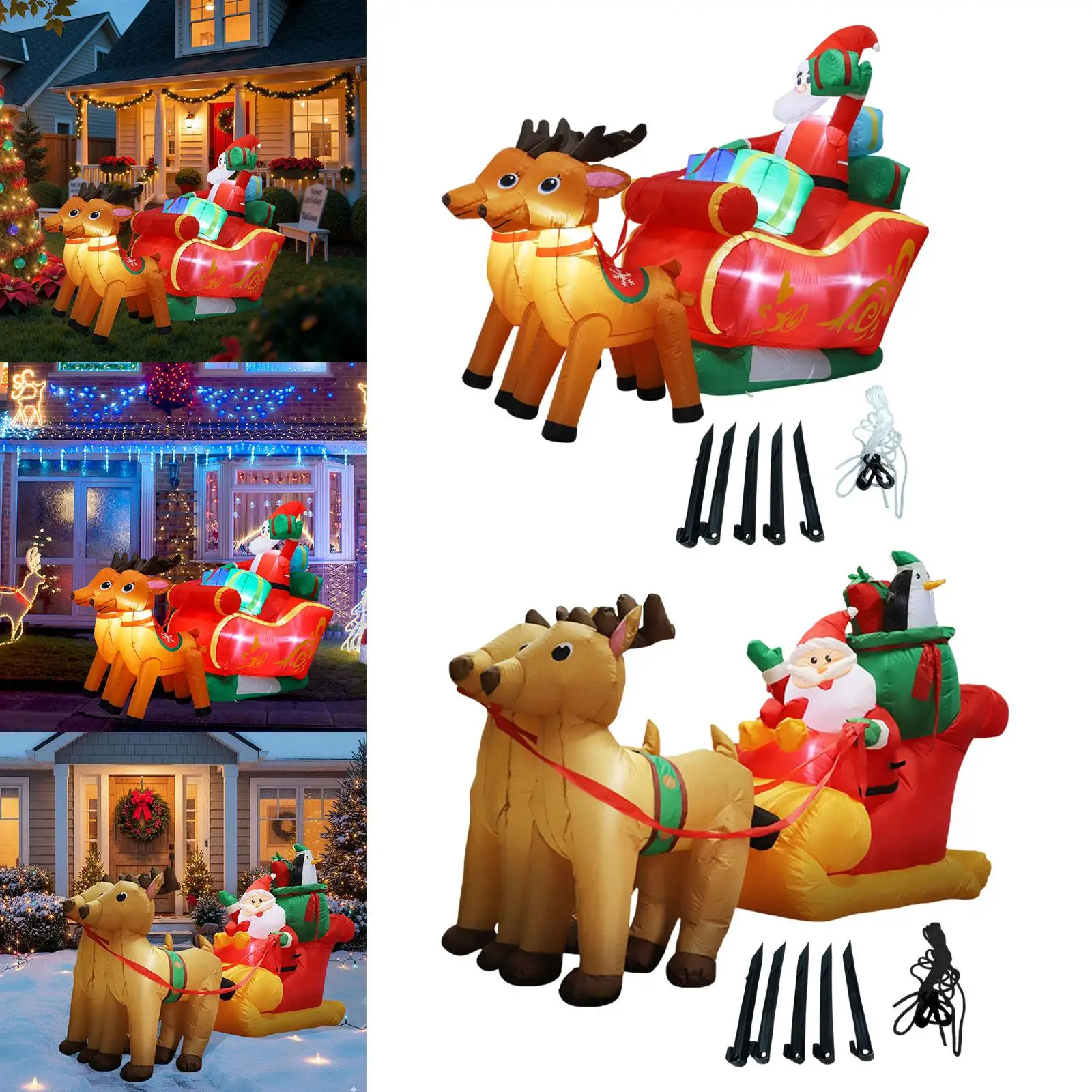 

Рождественское надувное украшение Санта-Клауса на открытом воздухе, надувная игрушка, очаровательный орнамент, встроенный светодиодный рождественский декор двора для праздничного подарка