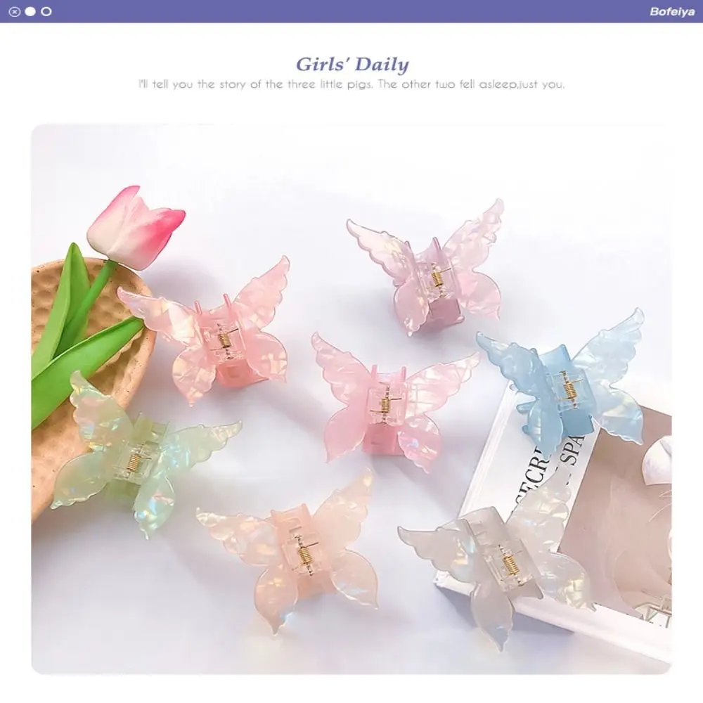 Sweet Butterfly Hair Claw Banana Clip Barrettes Fairy Geometric Hair Clip Gradient Hairpin Hair Claws Headwear Hair Accessories