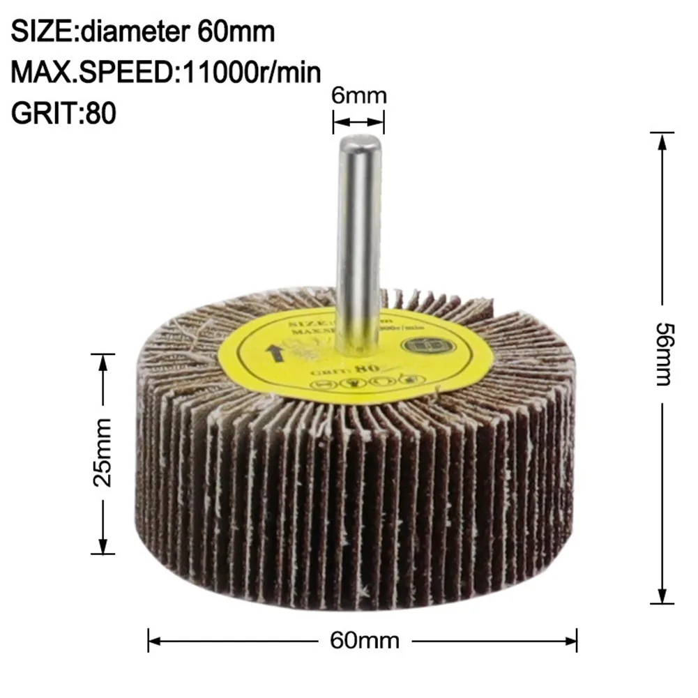 16-80mm 6mm Shank 80 Grit Sanding Flap Wheel Disc Abrasive Grinding Wheel Accessories Sandpaper Polishing Tools