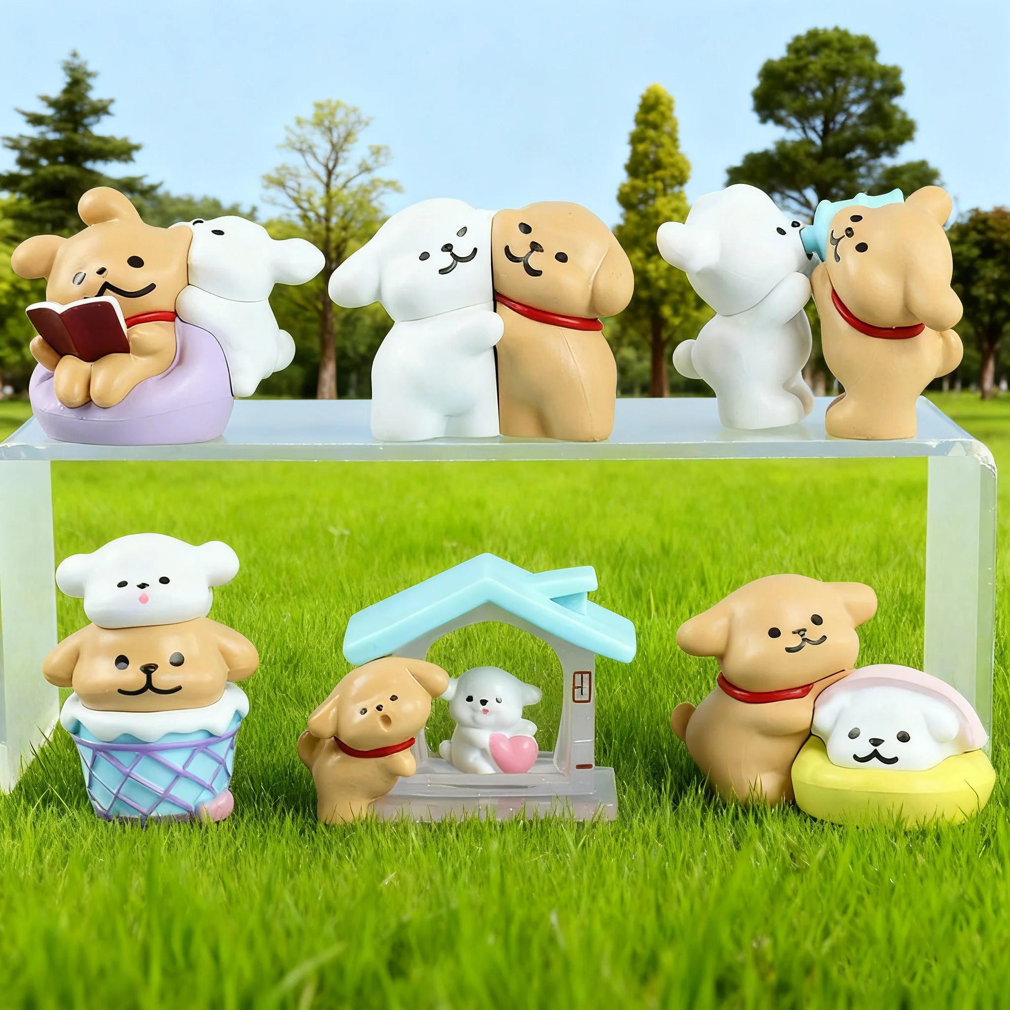 Twee kleine honden Verhaal Blind Box Puppy Dagboek Cultureel speelgoedbeeldje voor bureau Ontspanning Mysterie Creatief cadeau aan kinderen Vrienden