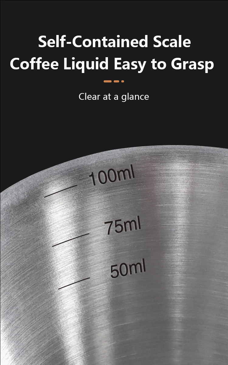 304 Edelstahl Messbecher 100ML Kaffee-Dosierbecher mit Griff Präzisionsskala für Espresso Milch Latte Art Barista-Werkzeug – Detail 5