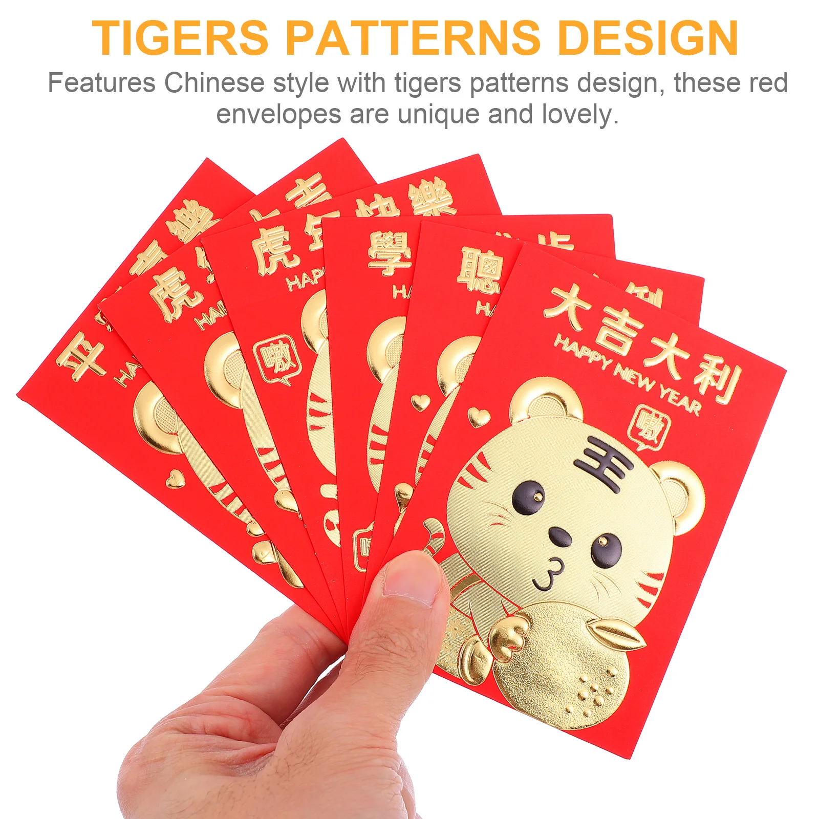 

60 Pcs Year of The Tiger Red Envelope Party Supply Gift Money Packet Festival Cash